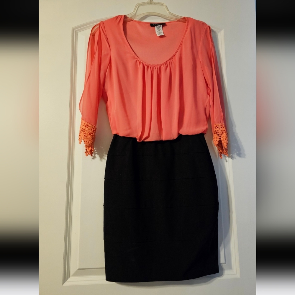 Coral & Black Dress